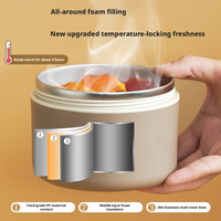 Boîte à lunch isotherme en acier inoxydable 304, boîte à lunch portable à double couche, seau à lunch isotherme, boîte bento hermétique avec couvercle