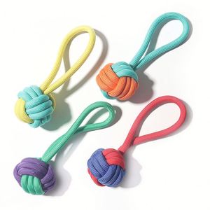 Pelotas Indestructibles para Perros, Pelota Colgante, Juguete Interactivo para Mascotas, Pelota de Algodón Tejida con Bloques de Color, Resistente a Mordidas, Accesorios para Perros - Product Image 2
