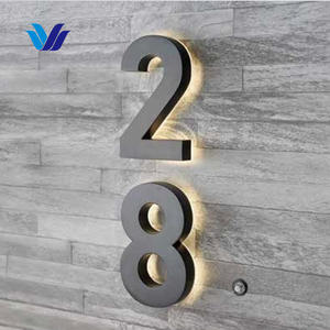 Números de Casa Personalizados HONG SEN, Placas de Puerta con Luz LED, Letras Acrílicas Retroiluminadas, Número de Casa LED para Exteriores - Product Image 1