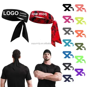 Running Fitness Unisex Outdoor Gym Custom Logo Sports Compression Yoga Solid Plain Tie Sweatbands Head Wrap Hairband Headband