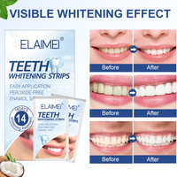 ELAIME Tiras Blanqueadoras de Dientes sin Peróxido, Seguras para el Esmalte, 14 Días, Menta, Certificación CE, Empaque Personalizable, Cuidado Bucal
