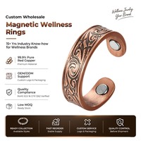 Bague magnétique ajustable en cuivre pur à 99,9 %, motif celtique vintage gravé, pour le bien-être des hommes et des femmes