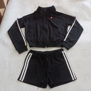 Nieuwe collectie dames winter 2-delige fluwelen set met aangepaste logo rits velours jack en broek velours dames trainingspak - Product Image 5