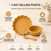 Ensemble de vaisselle en silicone pour bébé, assiette, bol, cuillère, vaisselle de qualité alimentaire, sans BPA, avec ventouse, pour les repas des nourrissons