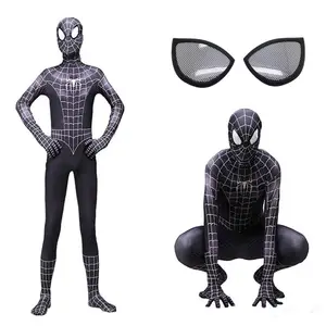 Best Made Halloween Superhero Costume Cosplay Black Spider Man Zentai Movie Costume Digital Print Costume Halloween