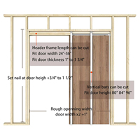 Kits de cadre de porte de poche en aluminium invisible fermeture en douceur/rail ouvert goujons en bois enveloppés d'acier pour extérieur/extérieur/chambre à coucher vis facile