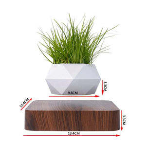 <span class=keywords><strong>Pot</strong></span> à fleurs moderne blanc géométrique en lévitation avec jardinière flottante magnétique Base en bois foncé en <span class=keywords><strong>plastique</strong></span> - Product Image 5