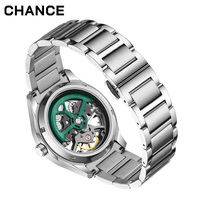 Dropshipping Steampunk Skelett-Charm Luxus Automatische Mechanische Uhr Shanghai Zeiger Edelstahlarmband Leuchtend