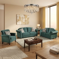 Canapé d'angle moderne et confortable en tissu rembourré de mousse, avec accoudoirs carrés, dossier carré et pieds en bois foncé, modèle pour salon