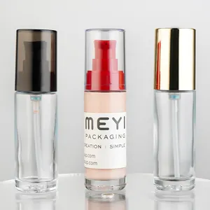 Botella de perfume redonda con forma de botella, botellas de cristal para maquillaje, embalaje de base líquida, personalizada, 30ml, 1 onza
