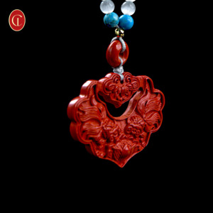 Collana con ciondolo in perline di cinabro rosso Koi - Amuleto spirituale per fortuna e successo |   Gioiello Regalo Unisex Personalizzabile con Benedizione di Buon Auspicio - Product Image 2