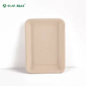100% Compostable Biodegradable Sugarcane Disposable Compartment Bagasse Food Tray