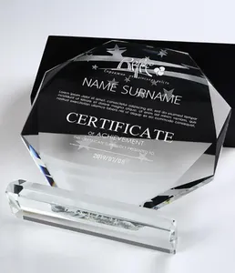 ADL cheap ottagonale blank glass award company souvenir gifts glass plaque trophy crystal