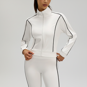 Chaqueta Cárdigan Holgada, Estilo Informal, para Primavera y Otoño, con Contraste de Color, Alta Elasticidad, Transpirable, Deportiva, para Mujer - Product Image 2