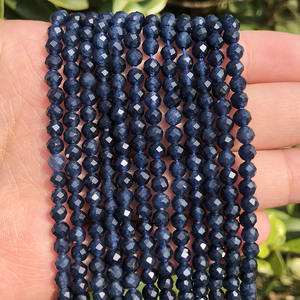 Perle Sfaccettate in Pietra di Zaffiro Blu Scuro all'Ingrosso 2/3/4mm Perle per Girovita per Creazione Gioielli Fai da Te - Product Image 2
