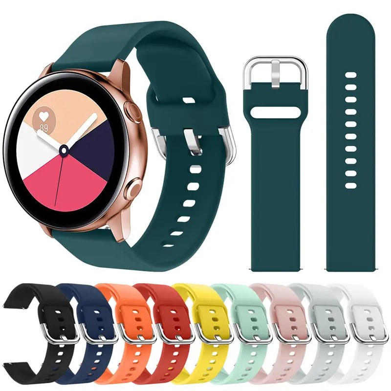 20mm rubber straps silicone smart watch bands for galaxy watch 4 band for samsung galaxy active 2 watch bands