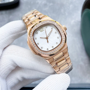 <span class=keywords><strong>Montre</strong></span> de luxe pour femme, sport et affaires, en acier inoxydable, cadran rose nacre, lunette sertie de diamants, mouvement à quartz, 41 mm, <span class=keywords><strong>montre</strong></span>-bracelet pour femme - Product Image 1