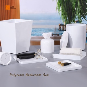 Plateau rectangulaire en polyrésine marbrée blanche ALEO pour hôtels, salle <span class=keywords><strong>de</strong></span> bain et cuisine, support pour <span class=keywords><strong>parfums</strong></span>, bijoux et articles <span class=keywords><strong>de</strong></span> toilette - Product Image 2