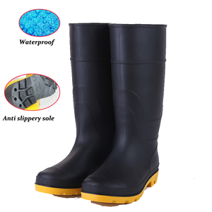 New Ladies Green PVC Rainboots Botas de Qualidade Anti-Slippery Long Gumboots Malha De Algodão De Borracha PVC Pesca Ao Ar Livre - Product Image 6