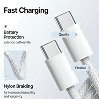 Kabel Data USB-C ke Type-C 240W Super Fast Charging Grosir, 1/1.5/2M, Kabel Charger Original Berbahan Nilon Kepang untuk iPhone 18