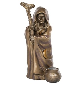 Figurine de <span class=keywords><strong>Tarot</strong></span> d'autel en résine-ensemble de 3 pièces de statues en bronze moulé à froid, design de déesse, Triple lune, cinq pointes - Product Image 1
