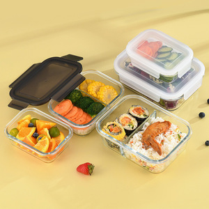 Tempered tươi giữ lò vi sóng BPA miễn phí nắp nhựa bát thủy tinh Bento ăn trưa túi hộp Bộ kín thực phẩm lưu trữ container - Product Image 5