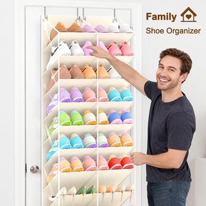 Over The Door Shoe Organizer 20 Pockets Beige Hanging <b>Storage</b> <b>Rack</b> For Closet Shoes - Product Image 4