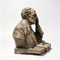 Buste d'intellectuel en résine couleur bronze, statue de l'homme réfléchissant sur des livres, taille personnalisée, décoration artistique tendance pour jardin extérieur