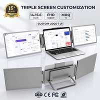Factory 14 Inch Triple Portable LCD Screen Monitor IPS 1920*1200P Dual Extender USB3.1 Type-C 60Hz Patent Design for LPS Display
