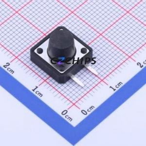 TS128B2J Tactile Switch Through hole Component (THT) Switch Single Pole Single Throw Round Button Right Angle Insert 12mm - Product Image 1