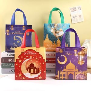 Eid Kareem Hand Moon Castle Non Woven Ramadan Mubarak Islamic Shoulder Bags for Muslim Party Supply - Product Image 1