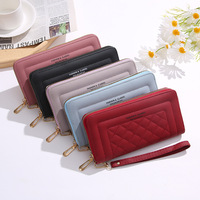 Dompet Clutch Wanita Trendy 2025 Kapasitas Besar Multifungsi RFID Model Baru Resleting Tunggal Sederhana Modis Panjang Bahan Poliester