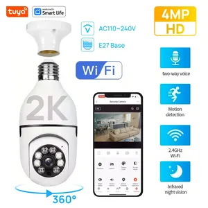 Caméra de sécurité WiFi E27 4MP CMOS Tuya Smart Home 2.4G avec vision nocturne, audio bidirectionnel et détection de mouvement mobile - Product Image 1