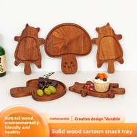 Assiette de service en bois créative en forme d'animal de dessin animé pour dîner, collations, desserts, fruits et café