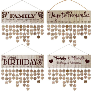 Family Friends Birthday Reminder Wooden Board Calendar Wall Hanging DIY Signs