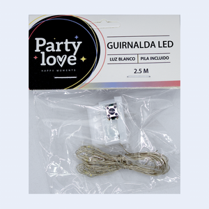 Guirnalda de Luces LED para Fiestas, 2.5 Metros, Luz Blanca, Incluye Batería, Decoración Navideña - Product Image 1