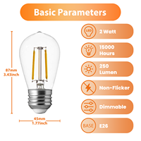 Commande en gros Remise Petite taille ST14 Ampoule à filament LED Edison en verre transparent 2W E26 110V Dimmable No Flicker Ampoule à filament LED