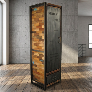 Industrial Foldable Vintage Modern Appearance Iron Metal Tall Single Door Living Room Villa Farmhouse Home Furniture <b>Cabinet</b> - Product Image 3