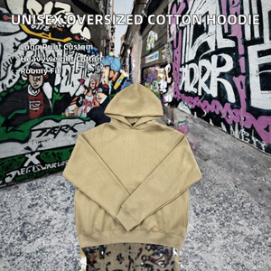 Sweat à capuche unisexe surdimensionné en coton épais, coupe carrée, avec logo personnalisé, style streetwear pour homme - Product Image 2
