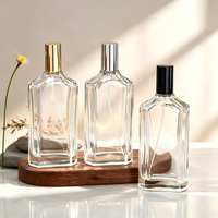 Bouteilles en verre transparentes carrées de 50/100 ml en gros avec pulvérisateur et bouchon pour cosmétiques – Flacons vides
