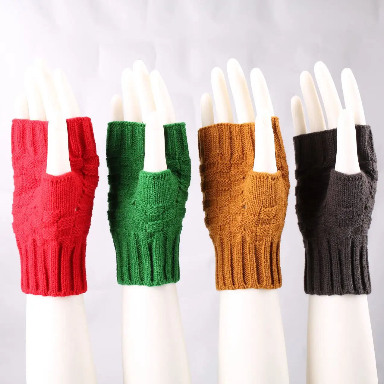 Перчатки без пальцев зимние женские мужские Студенческие теплые вязаные крючком перчатки без пальцев