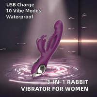 3-in-1 Kaninchen-Vibrator für Frauen LED-Anzeige USB-Aufladbar IPX6 G-Punkt-Stimulator Silikon Erwachsenen-Sex-Schmetterlings-Spielzeug