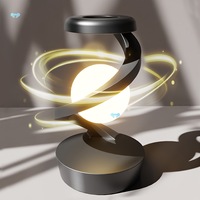 Lámpara LED Flotante Giratoria con Carga Inalámbrica, Lámpara de Escritorio Decorativa Creativa, Lámpara Ambiental Giratoria con Levitación Visual