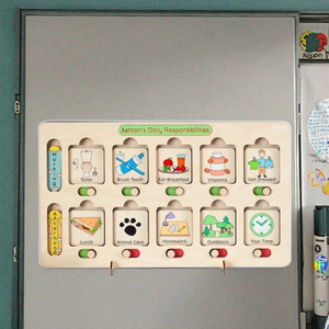 <span class=keywords><strong>Tableau</strong></span> des tâches quotidiennes Montessori pour enfants en bois mignon, liste des responsabilités, gestion quotidienne efficace, panneau en bois artisanal - Product Image 6