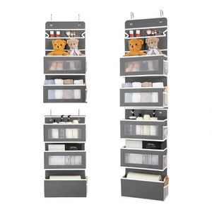 Organisateur de porte suspendu à 6 étagères, flexible, se divise en 2, avec 5 grandes poches, pour placard, chambre d'enfant, en tissu - Product Image 5