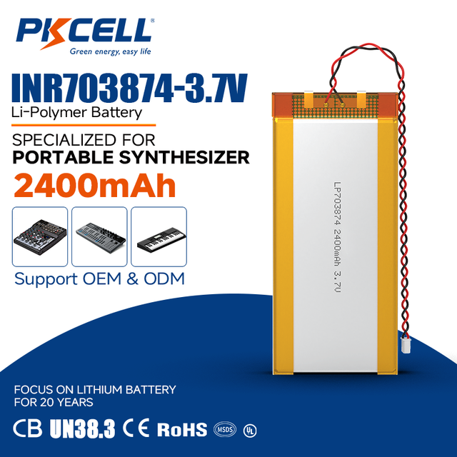 High Quality LP703478 3.7V 2400mAh Lithium Polymer Battery for Portable Synthesizer MP3 Music Player