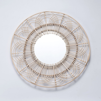 Meilleures ventes de miroirs de maquillage en rotin au design élégant suspendus au mur, faits à la main