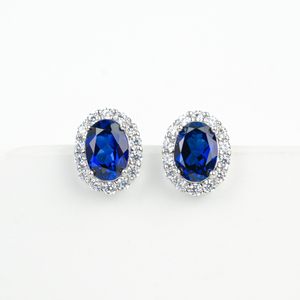 925 silver oval cultivated blue treasure <b>earrings</b> with inlaid <b>earrings</b> - Product Image 1
