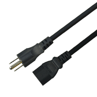 Cable de Alimentación SIPU de 3 Puntas con Enchufe Estadounidense, Revestimiento de PVC, Conector C13/C14 para Electrodomésticos, Computadoras, Tipo Hembra IEC