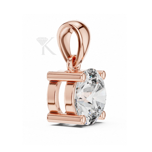 Collar de Joyería Fina Elegante con Colgante Solitario de Diamante Redondo Brillante, Diseño Arquitectónico de Marco Abierto, Moderno y Minimalista - Product Image 6